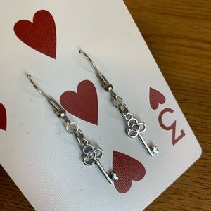 Small Silver Key Earrings